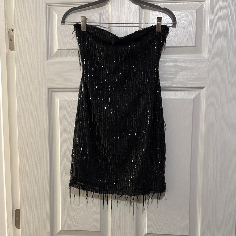Wild Fable Black Sequin Strapless Mini Bodycon Dress